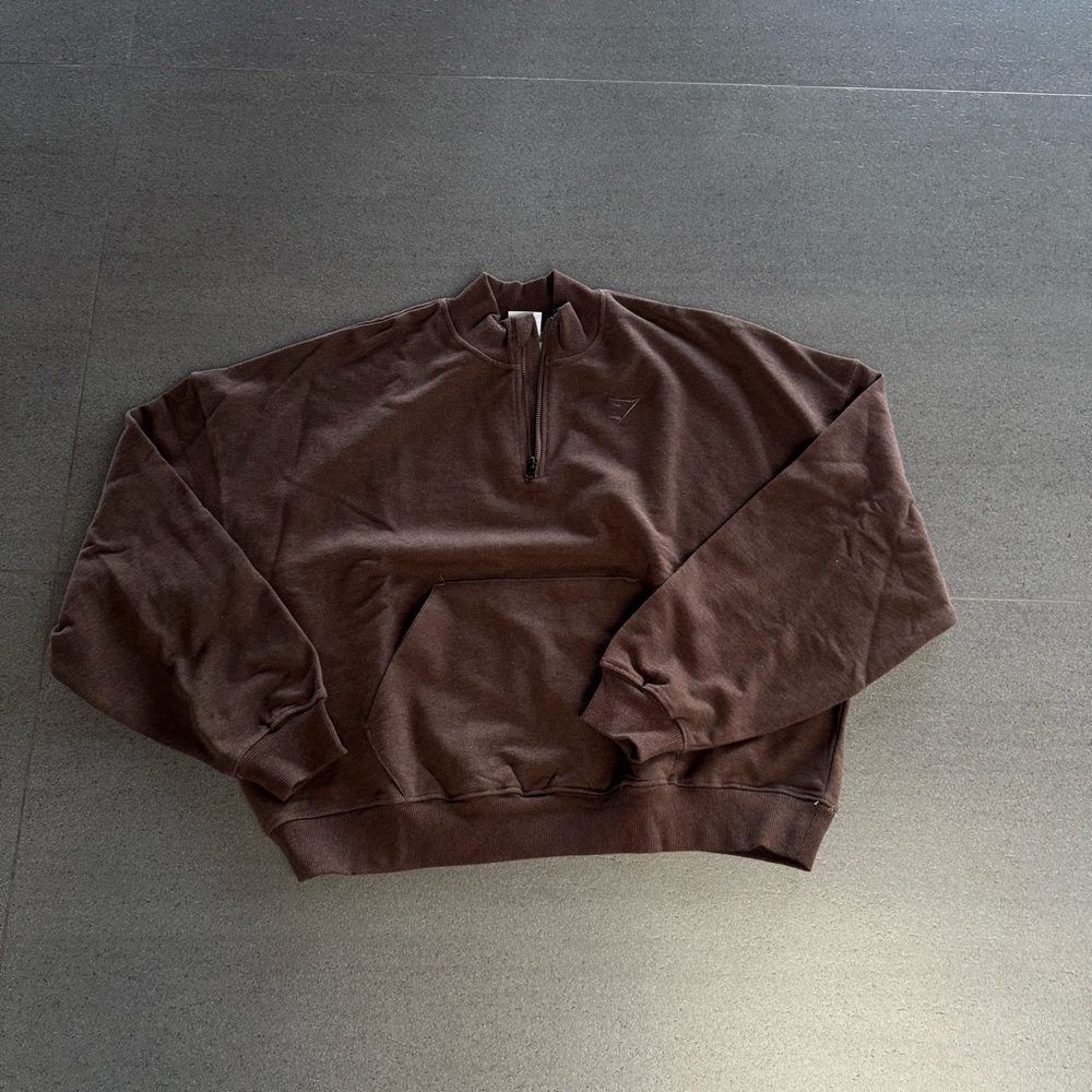 Gymshark Brown Zip Up Sweater Velour